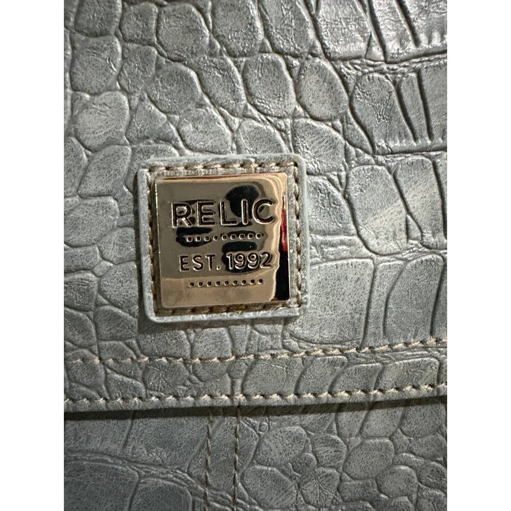 Relic Gray Croc Embossed Crossbody Bag Adjustable Strap